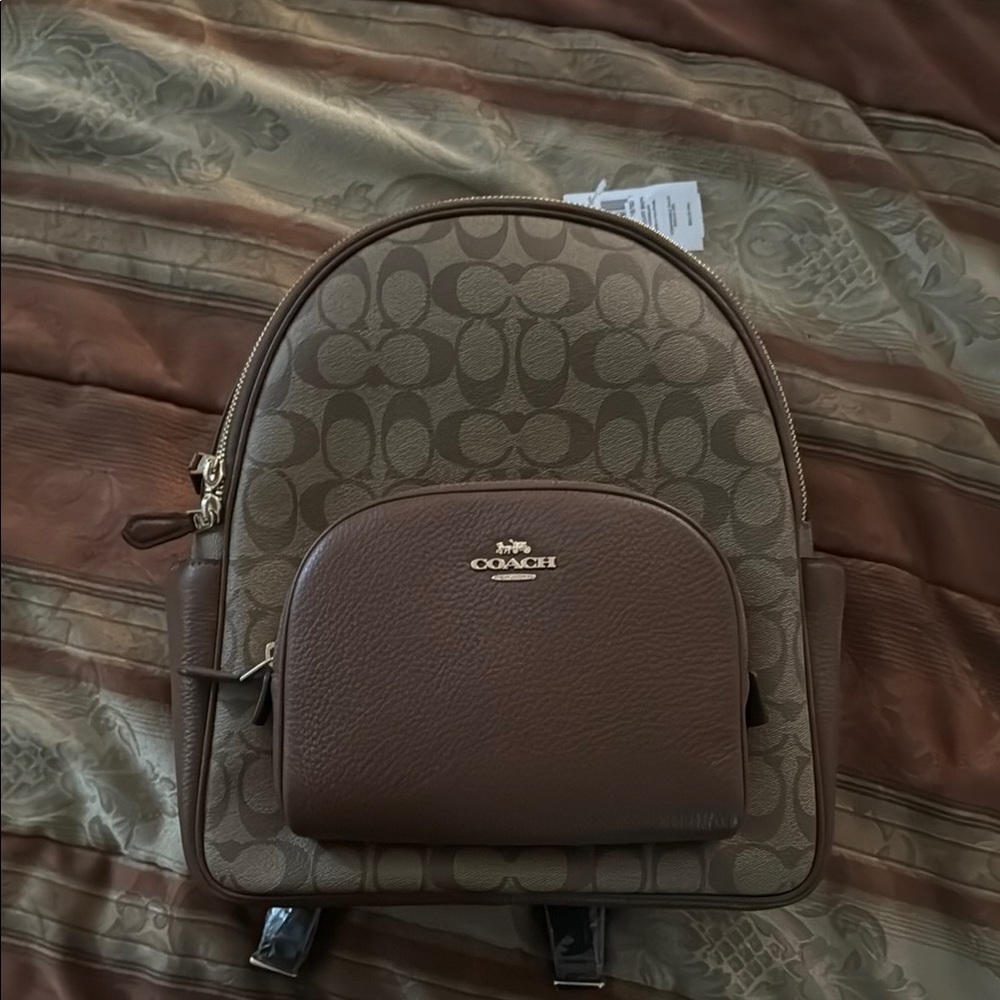 Coach Tan and Brown Signature Backpack